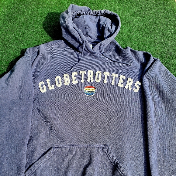 VTG Harlem Globetrotters Hoodie Hooded Sweatshirt Mens 3XL Blue 100% - Picture 1 of 16